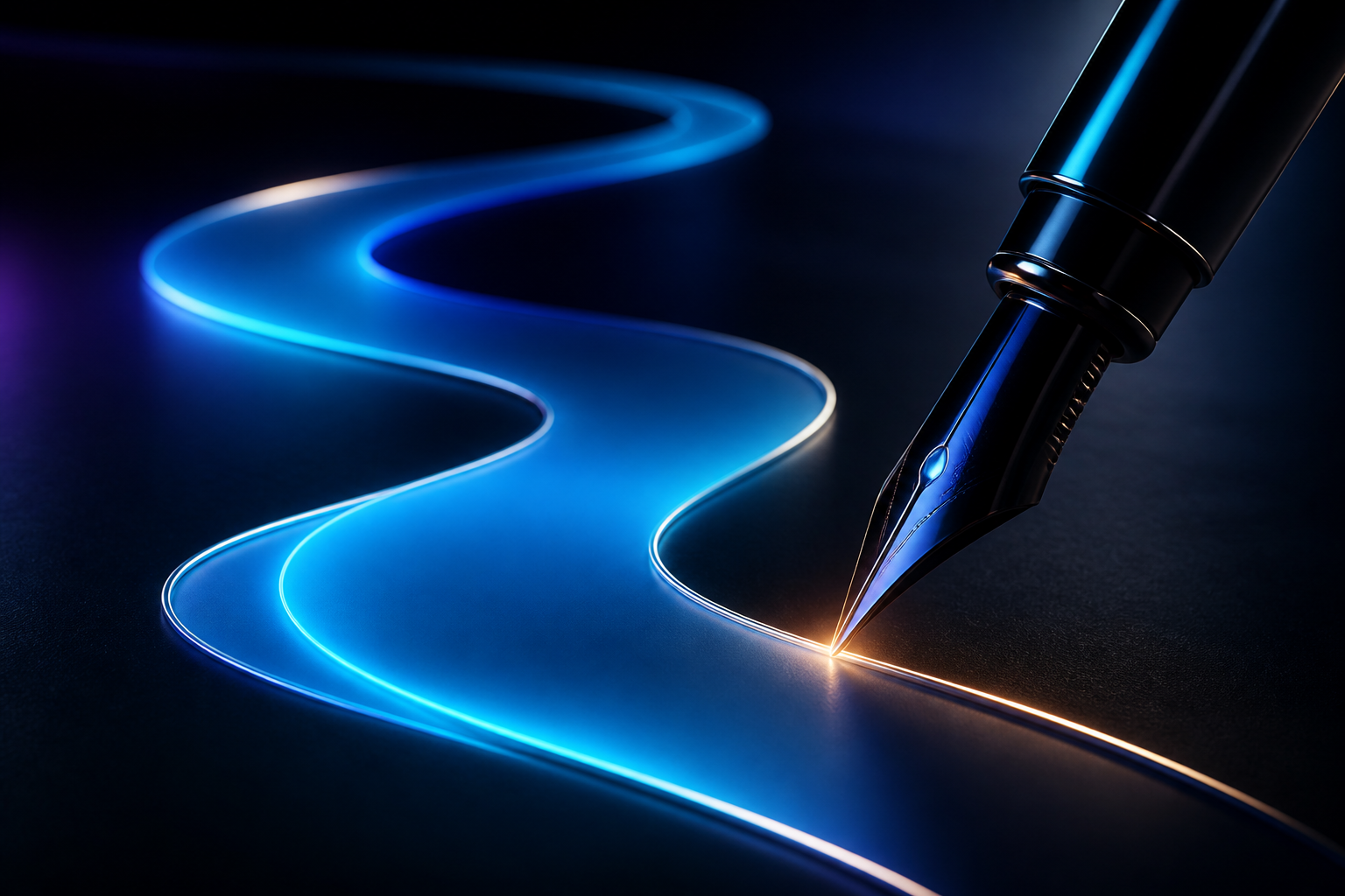 A precision pen shaping a blank ribbon into a clear conversion path.