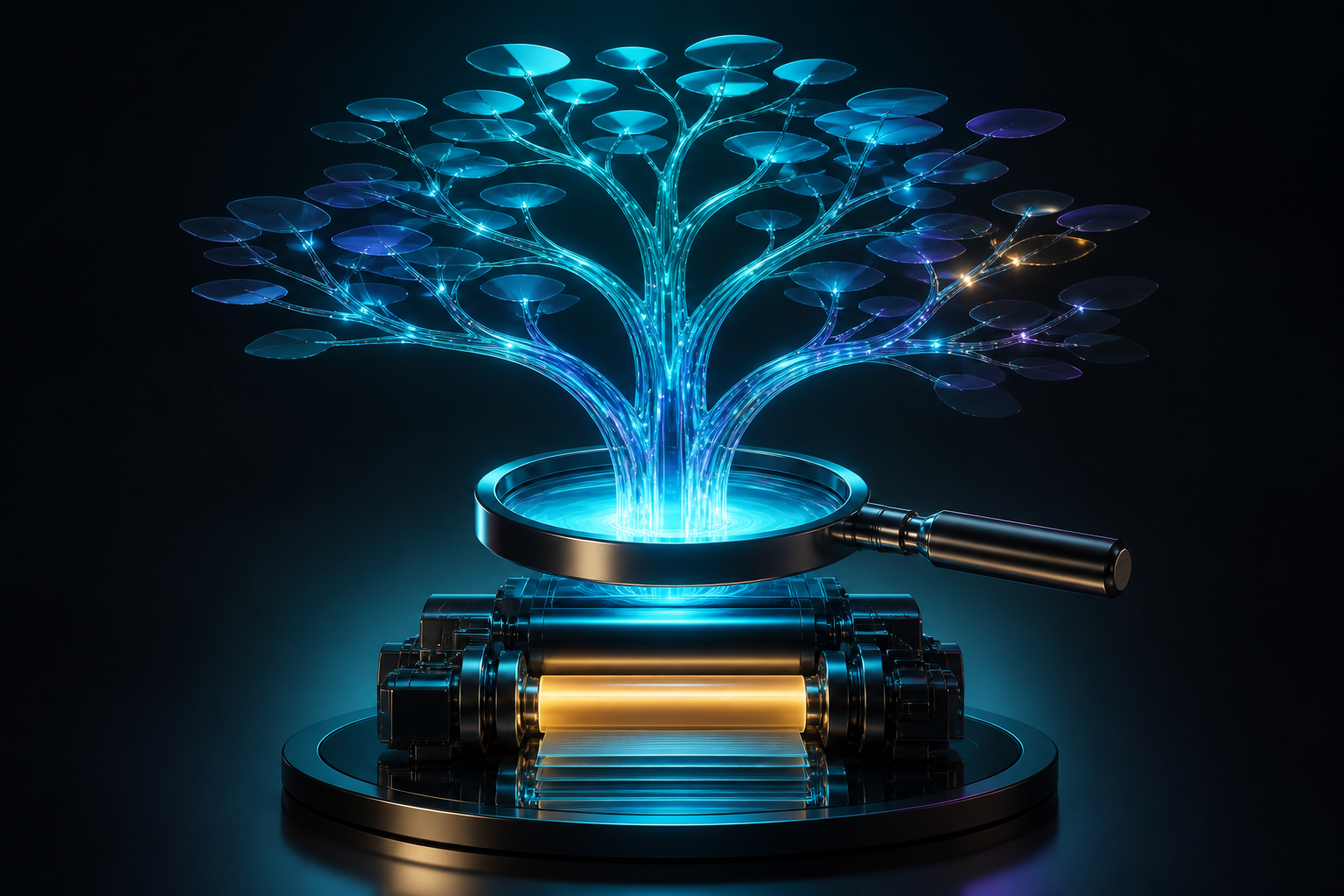 A content tree growing from search insight into an organized publishing engine.