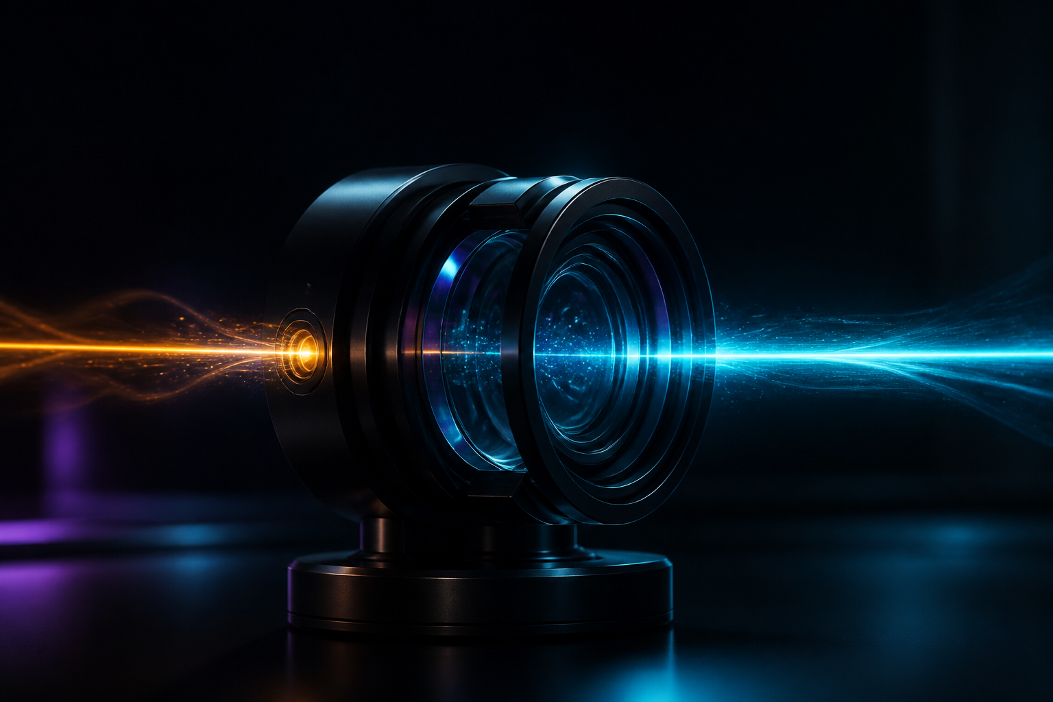 An inbound signal transformed by an audit lens into a clear response beacon.